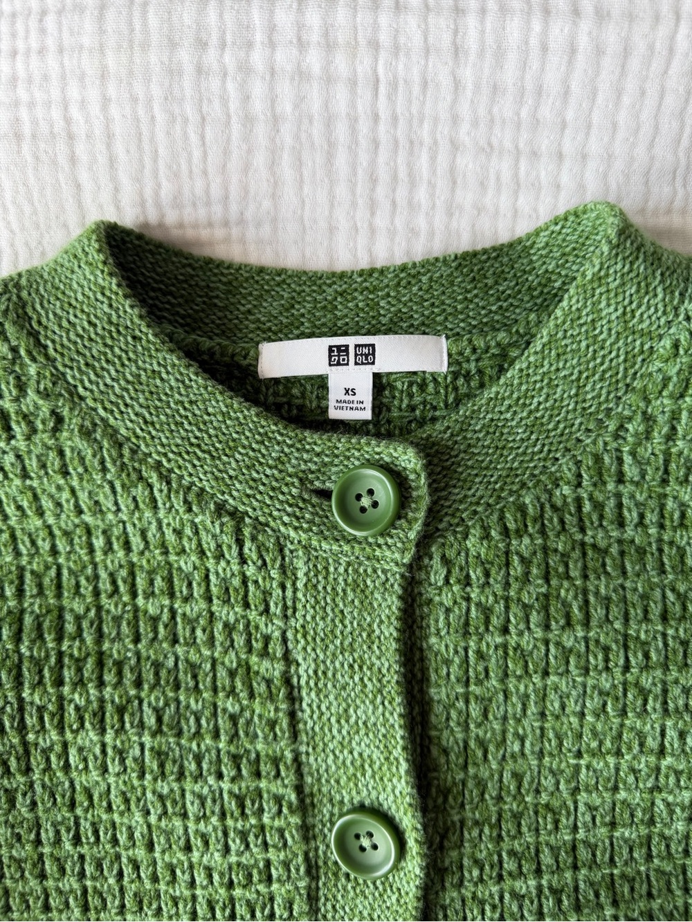 Uniqlo Olive Green Textured Button-Front Cardigan Sweater - Picture 3 of 10